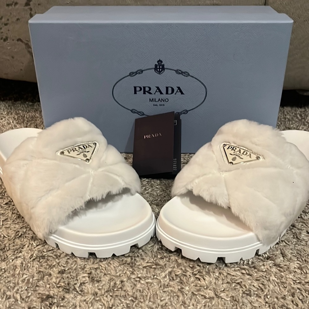 Prada Shearling Slides